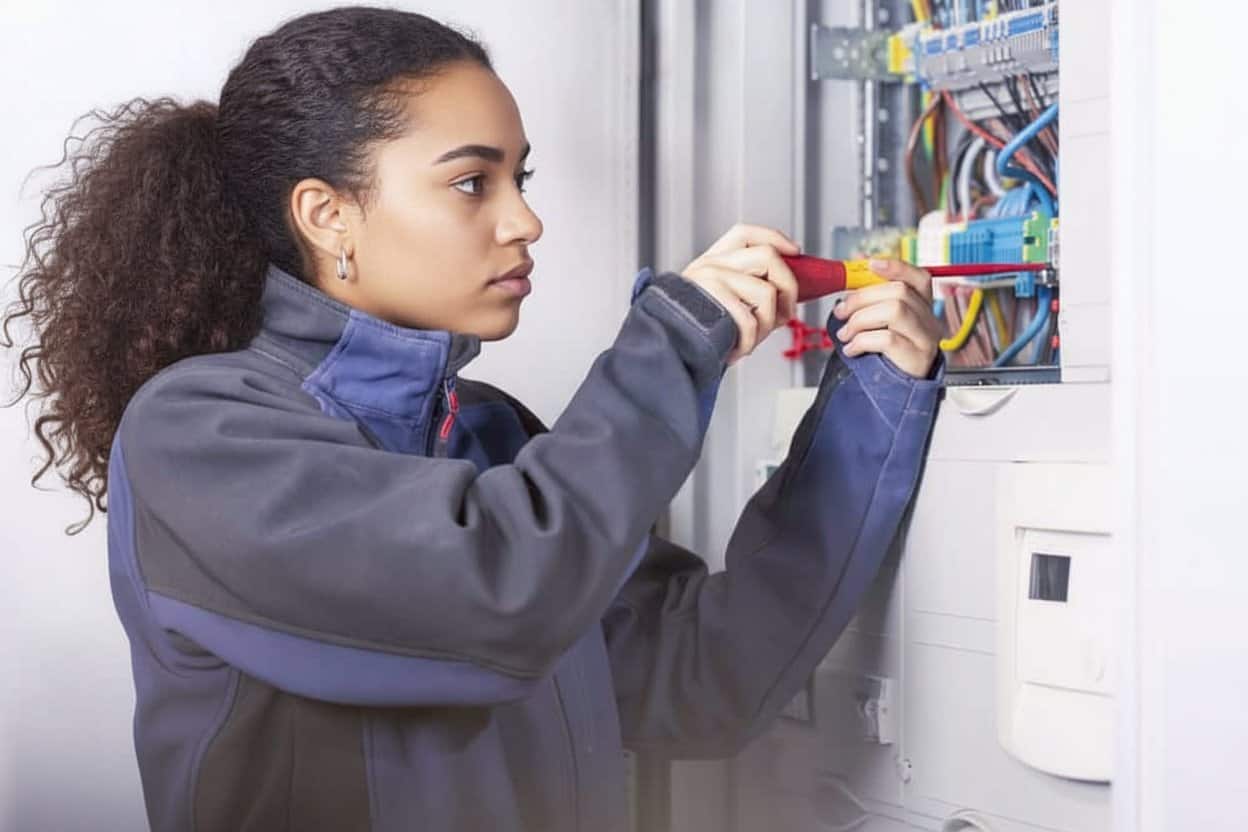 Elektro-Ehret-Frau-an-Schaltschrank-2